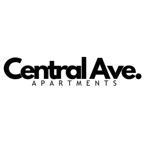 A black and white image of a logo for Central Ave. Apartments.